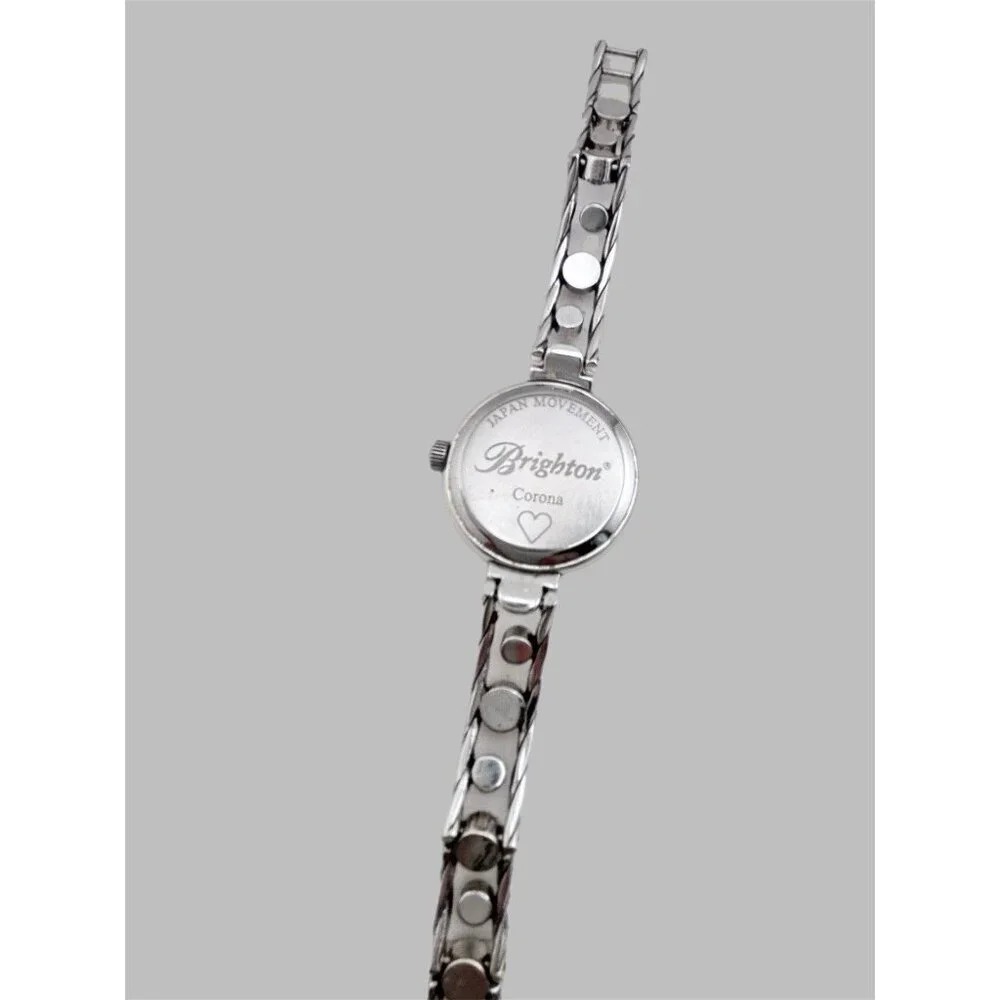 BRIGHTON HALO CORONA TANZANITE PURPLE BLUE HUES SWAROVSKI CRYST SLVR WATCH + tin